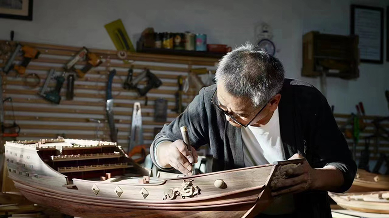 付昆祥制作鄭和寶船船模 受訪者供圖 付昆祥制作鄭和寶船船模 受訪者供圖